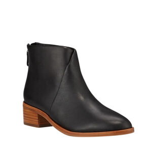 Soludos Venetian Black Leather Block Heel Bootie Size 10